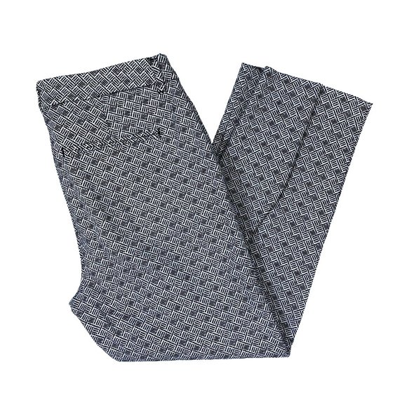 Old Navy Harper Fit Pants Ankle Crop Tapered 487186 Geometric Mid Rise sz 2 - Picture 1 of 9